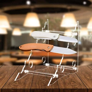 2x Espositore Coltelli Acrilico Trasparente Rack Lama Coltelli Collezione Portaoggetti - Foto 1 di 7