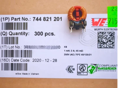 5PCS 744821201 Wurth WE-CMB Common Mode Power Line Choke 1mH 2A 45mOhm THT - Image 1 of 4