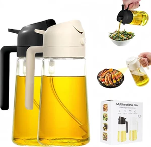 Kitchen Cooking Oil Dispenser - Kitchen 2-In-1 Olive Oil Spray Bottle, Beige Bla - Picture 1 of 6