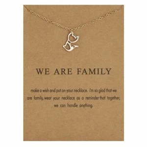 We Are Family Gold Tone Cat Necklace 18" Long - Picture 1 of 2