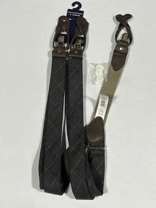 Mens Roundtree & Yorke Grey Plaid Suspenders No Size NEW - Picture 1 of 4