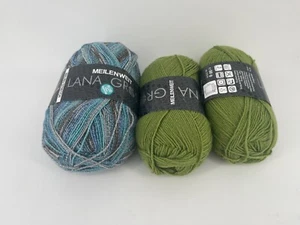 Lot of 3 Lana Grossa Meilenweit Light Fingering Yarn | Wool/Nylon Blend - Picture 1 of 5