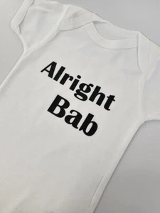 Birmingham Baby Grow-Alright Bab-Funny Baby Grows-Baby Shower Gifts-Brummie Baby - Picture 1 of 16