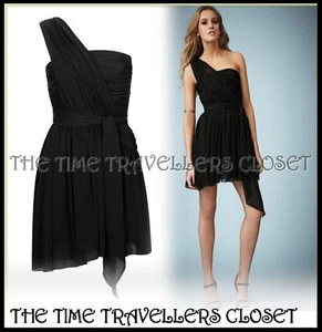 BNWT RARE KATE MOSS TOPSHOP BLACK CHIFFON ONE SHOULDER MINI DRESS UK 8 36 4 - Picture 1 of 3