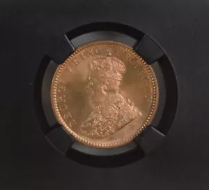 1933 C KG V British India 1/4 Anna schwarzer Kern - NGC bewertet MS 67 RD - Bild 1 von 4