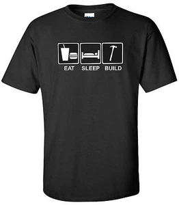 Eat Sleep Build T-Shirt Construction Worker Contractor Builder Tee Shirt S-2XL - Picture 1 of 9