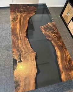 Clear Black Epoxy Coffee Table Top, Epoxy Wooden Center Table Top, Home Decor - Picture 1 of 4