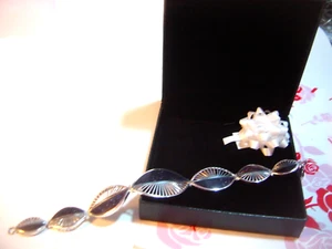 VINTAGE Designer Solid Silver Bracelet-genuine Blue Goldstone - 7.5" quality - Picture 1 of 11
