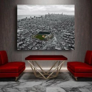 Chicago Cubs WRIGLEY FIELD Kunst - Farbfeld schwarz-weiße Umgebung 30 x 24 - Bild 1 von 6