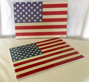 USA FLAG Infinity TRAY 8.5" x 13” porcelain AMERICAN Old Glory NEW n box Rosanna