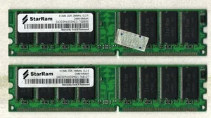 2 MEMORY RAM - StarRAM 512MB, DDR, 266MHz, CL2,5 DIMM 64Mx64 - USATO VINTAGE - Foto 1 di 1