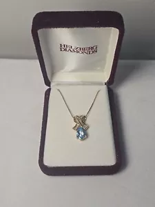 Collana LGL in oro 10 kt con scatola 18" e ciondolo pietra a forma di pera blu 3,2 g - Foto 1 di 22