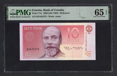 Estonia 10 Krooni 1994 (ND 1997) P77a Uncirculated Grade 65 - Image 1 of 2
