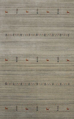 Stylish and Versatile Gabbeh Bedroom Rug Handmade Wool 5x8 ft - Image 1 of 4