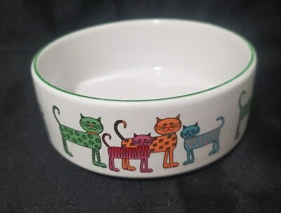 Whisker City Colorful Cats Bowl 5" Green Rim  - Image 1 of 4