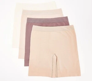 Breezies Set Of 4 Cotton Long Line Panty Pack Size L Neutral A475754 NEW. - Picture 1 of 3