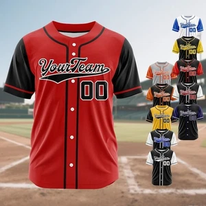 Custom Baseball Jersey Shirt with Name & Number, Personalized Team Uniform - Picture 1 of 9