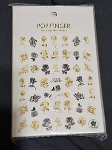 Pop Finger 3D Design Nail Decal Self Adhesive Stickers Rose's & Miscellaneous - Picture 1 of 2