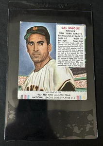 1952 Red Man Tobacco W/ Tab N.L. #14 Sal Maglie, Good - Picture 1 of 2