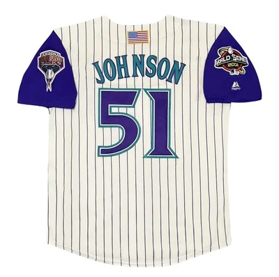 Camiseta Randy Johnson 2001 Arizona Diamondbacks Marfil Serie Mundial Hombre’s Grande Foto 1 de 4