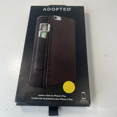 Funda de teléfono marrón con ranuras para tarjetas con folio de cuero adoptado para iPhone 6 Plus Foto 1 de 4