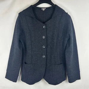 J. Jill boiled wool hooded Gray Jacket pockets button front size M - Picture 1 of 7