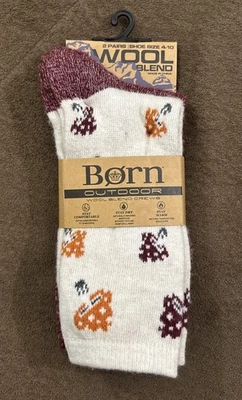 NUEVO CON ETIQUETAS BORN OUTDOOR Mujer Talla 4-10 Mezcla Geométrica de Lana Senderismo Calcetines 2 Pares Foto 1 de 4