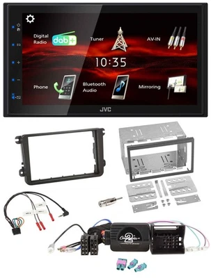 JVC USB Bluetooth Lenkrad DAB 2DIN Autoradio für VW Passat Polo Scirocco Sharan - Bild 1 von 4