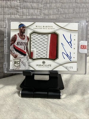 2012-13 Immaculate WILL BARTON Rookie Premium Patch Autograph /75 Auto RPA RC - Image 1 of 2