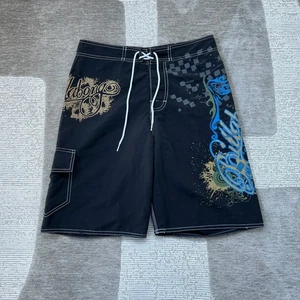 Vintage Billabong Board Shorts Men’s M Black Graphic Y2K Surf Swim Grunge Surfer - Picture 1 of 8