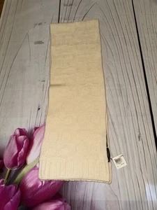 Neu Coach geformter Schalldämpfer rechteckiger Schal Wollmischung Elfenbein 60”x9,5” - Bild 1 von 4