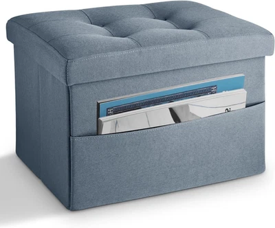 Storage Ottoman Folding Foot Stool Ottoman with Side Pocket Modern Short Sofa St - Image 1 of 4