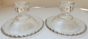Imperial Glass Candlewick Pair of Rimmed Candlestick Flat Holders - Picture 1 of 6