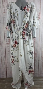 YOINS Maxikleid Damen groß weiß Blumen Kimonoärmel V-Ausschnitt Boho Sommer - Bild 1 von 18