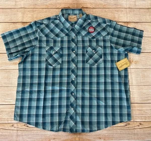 Wrangler® Men's and Big Men's Regular Fit Short Sleeve Western Shirt Size 3XL - Picture 1 of 9