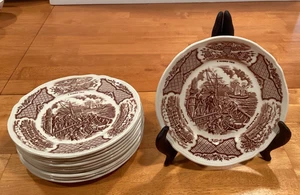 Vtg Set of 11 Bread & Butter Plates Alfred Meakin Fair Winds Brown 7" England - Picture 1 of 4