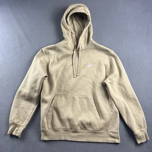 Nike Hoodie Mens Large Beige Swoosh Pullover Athletic Sweatshirt Training - Foto 1 di 10