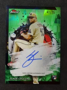 Slade Cecconi 2024 Topps Finest Rookie Card Autograph Auto Green /75 Guardians - Picture 1 of 3