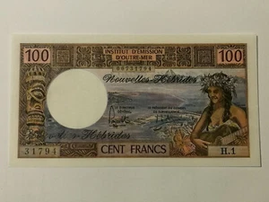 NOUVELLES HEBRIDES / NEW HYBRIDES 100 Francs Tahitienne - 1975 Pick 18c - Neuf - Imagen 1 de 2