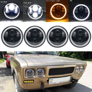 4PCS 5 3/4" 5.75 Projector Round LED Headlights Sealed Beam Halo Ring Lamp Bulbs - Picture 1 of 11
