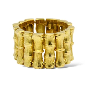 Estate Vintage Roberto Coin 18K Yellow Gold Wide Bamboo Italian Ring - Picture 1 of 8