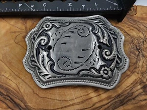 Vintage Western Gürtelschnalle Damen 70er 80er Cowgirl Schnörkel Metall silberfarben - Bild 1 von 3