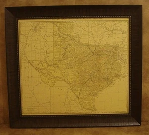1893 TEXAS RAILROAD & COUNTY MAP FRAMED IN RUSTIC FRAME - Picture 1 of 12