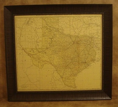 1893 TEXAS RAILROAD & COUNTY MAP FRAMED IN RUSTIC FRAME - Image 1 of 4