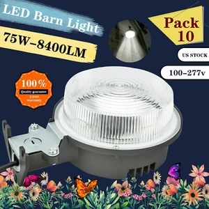 LED Barn Light 75Watt Outdoor Dusk-To-Dawn Security Garden Lighting Yard Lights - Picture 1 of 11