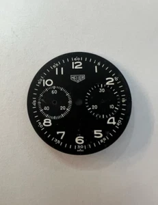 -Original Vintage Dial Heuer Size 34mm Black, Arabic Numerals-Quadrante - Imagen 1 de 3