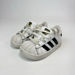 Adidas Superstar White Black Infant Toddler Shoes Size 4K Unisex kids Clam shell - Picture 1 of 12