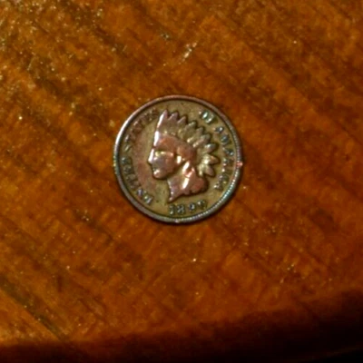 1890 Indian Head Penny Rainbow Toned Iridescent Wide Spaced Date Error - Image 1 of 4