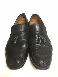 Mocasín sin cordones MEZLAN Aria de cuero negro con borla Suelas Vibram Zapatos Talla 14M - Imagen 1 de 7