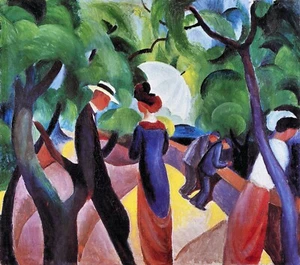 Promenade di August Macke Giclée Stampa Fine Art Riproduzione su Tela - Foto 1 di 1